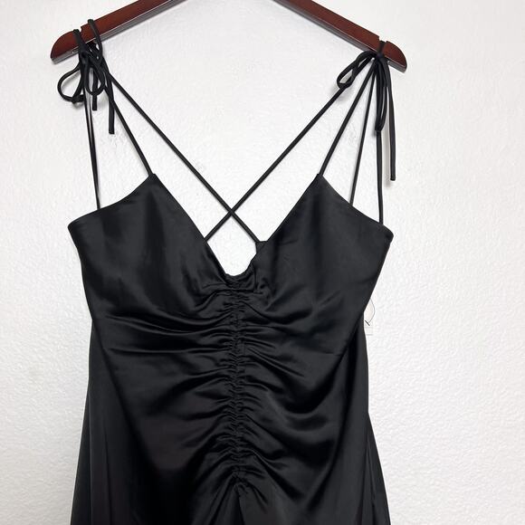Jason Wu Black Strappy Satin Slip Midi Dress Size XL - Picture 2 of 12